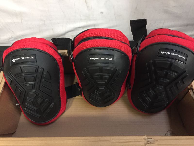 Photo 3 of 3 pairs AmazonCommercial Non-Marring TPR Cap Knee Pads  9.5 in, Black and red 