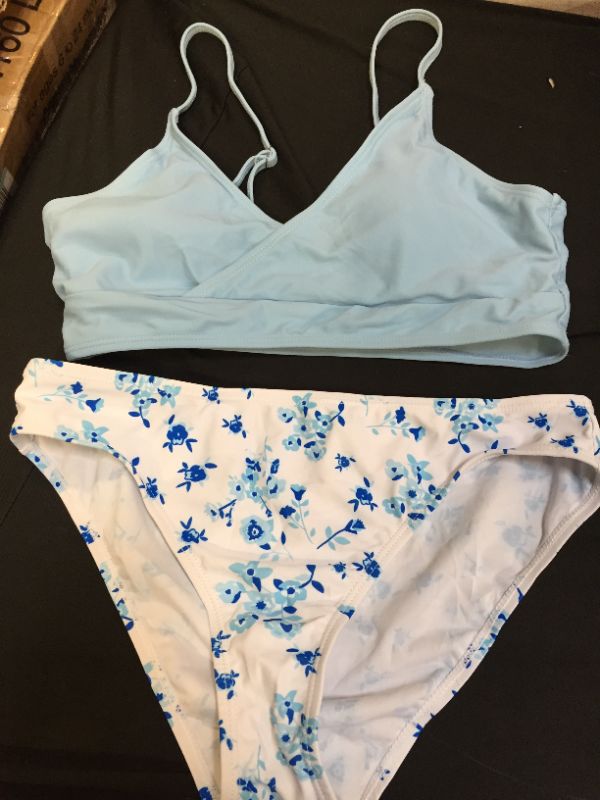 Photo 1 of womens bathing suit blue and white unknown size possibly medium 