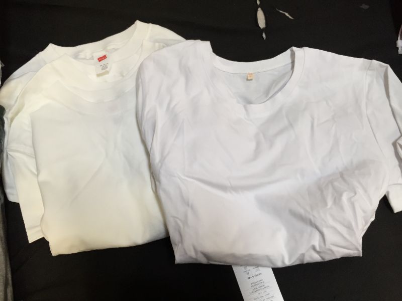Photo 1 of bag lot mens white shirt size medium and boys hanes 3 pack shirts size 10/12