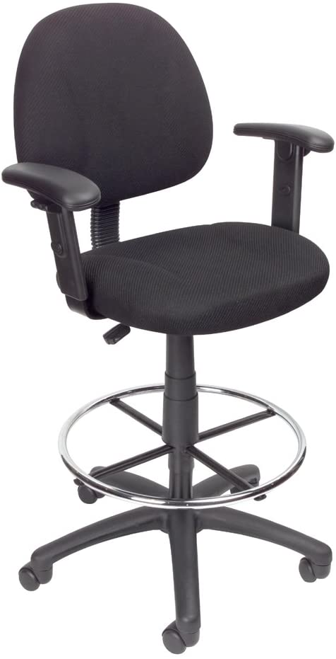 Photo 1 of Boss Office Products Ergonomic Works Drafting Chair with Adjustable Arms in Black, 250
