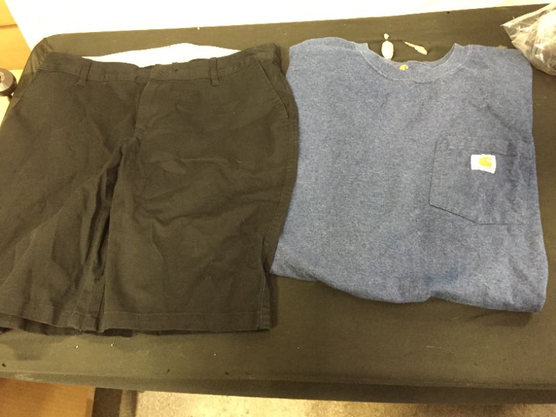 Photo 1 of clothes bag lot mens shirt blue sixe XL / womens black shorts size 10 