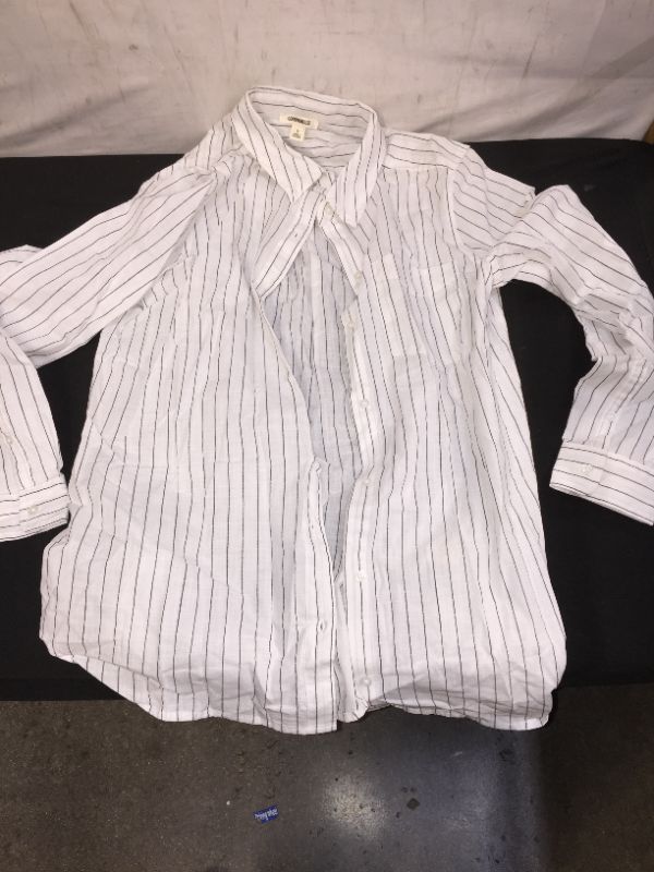 Photo 1 of button up white and black button up stripe shirt size small 