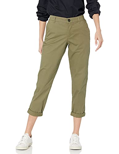 Photo 1 of Amazon Essentials Women's Cropped Girlfriend Chino Pant, Washed Olive, 8
