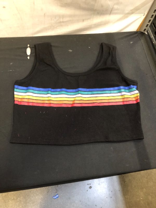 Photo 1 of WOMENS CROPPED TANK TOP BLACK MULTICOLOR 
SIZE XL