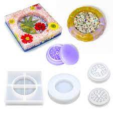 Photo 1 of DCRGE RESIN MOLDS 2 PC ASHTRAY MOLD AND 1 PC HERB GRINDER MOLD FOR EPOXY RESIN