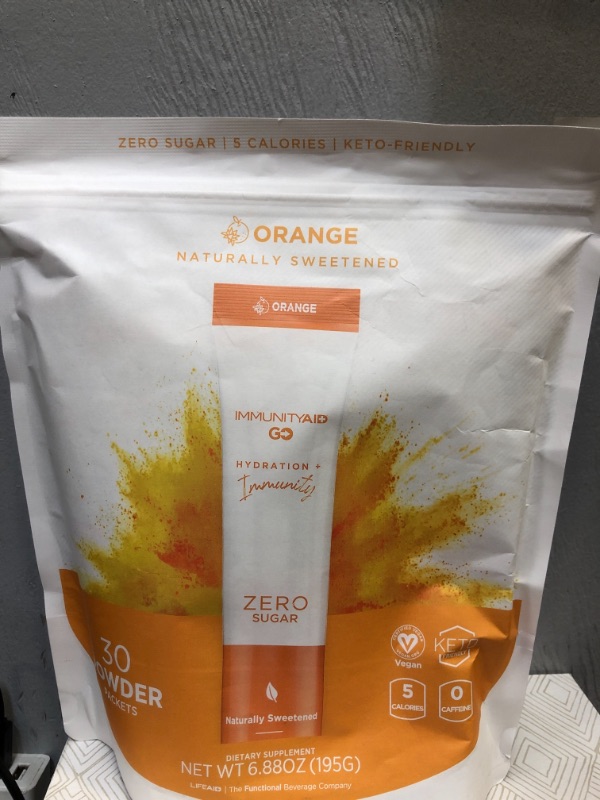 Photo 2 of Immunity AID GO! Zero Sugar Immunity + Hydration Packet, Vitamin C, Echinacea, Zinc, Astragalus Root, Keto-Friendly, Vegan & Gluten-Free, 5 Calories, Naturally Sweetened, No Caffeine, (Pack of 30) EXP NOV 2021