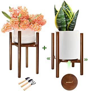 Photo 1 of 2Pack Bamboo Plant Stand Indoor, Adjustable Flower Pot Holder Display Rack