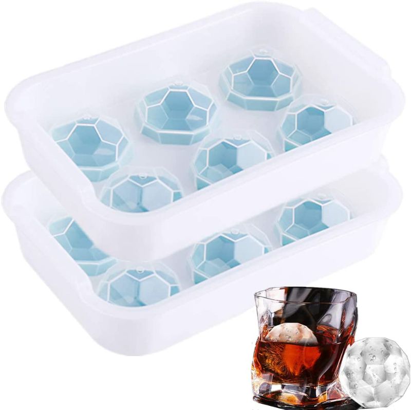 Photo 1 of BELL DREAM ICE CUBE TRAYS SILICONE CUBE TRAY WITH LID 2 PACK SPHERE ICE MOLDS