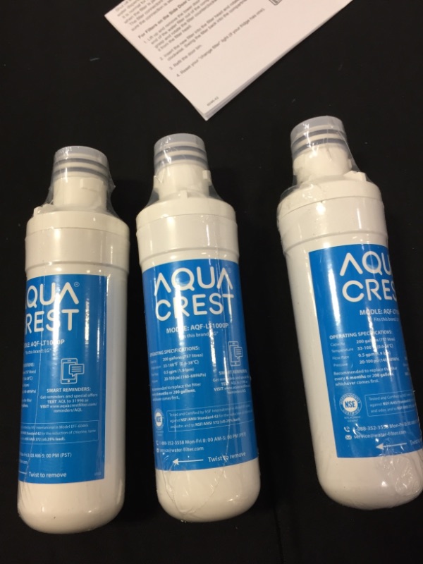 Photo 1 of AQUA CREST MODEL AQF-LT000P FILTER 3 PACK (MISSING FILTERS)