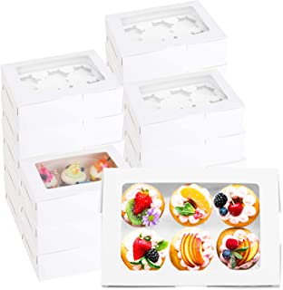 Photo 1 of 20 Pack White Cupcake Boxes with Inserts and Window Hold 6 Standard Cupcakes,Large Bakery Boxes,F