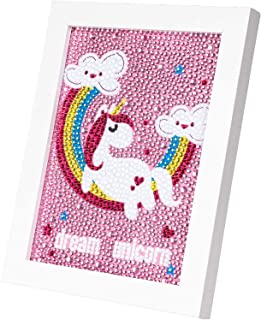 Photo 1 of Ailevant 5D Unicorn Diamond Painting Kits for Kids Ages 8-12 with Wooden Frame 7.87 x 7.48 inch, Full Drill DIY Diamond Art
