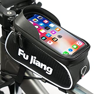 Photo 1 of Fu Jiang Bike Phone Front Frame Bag Bicycle Bag Waterproof Bike Phone Mount Tube Handlebar for Adult Bike Phone Holder Case with Touch Screen Compatible with Android/iPhone Cellphones 6.5”