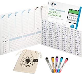 Photo 1 of Weekly Dry Erase Board - Includes 1 Magnetic Weekly Whiteboard, 78 Daily Schedule Refrigerator Magnets, Storage Bag, 5 Dry Erase Markers -