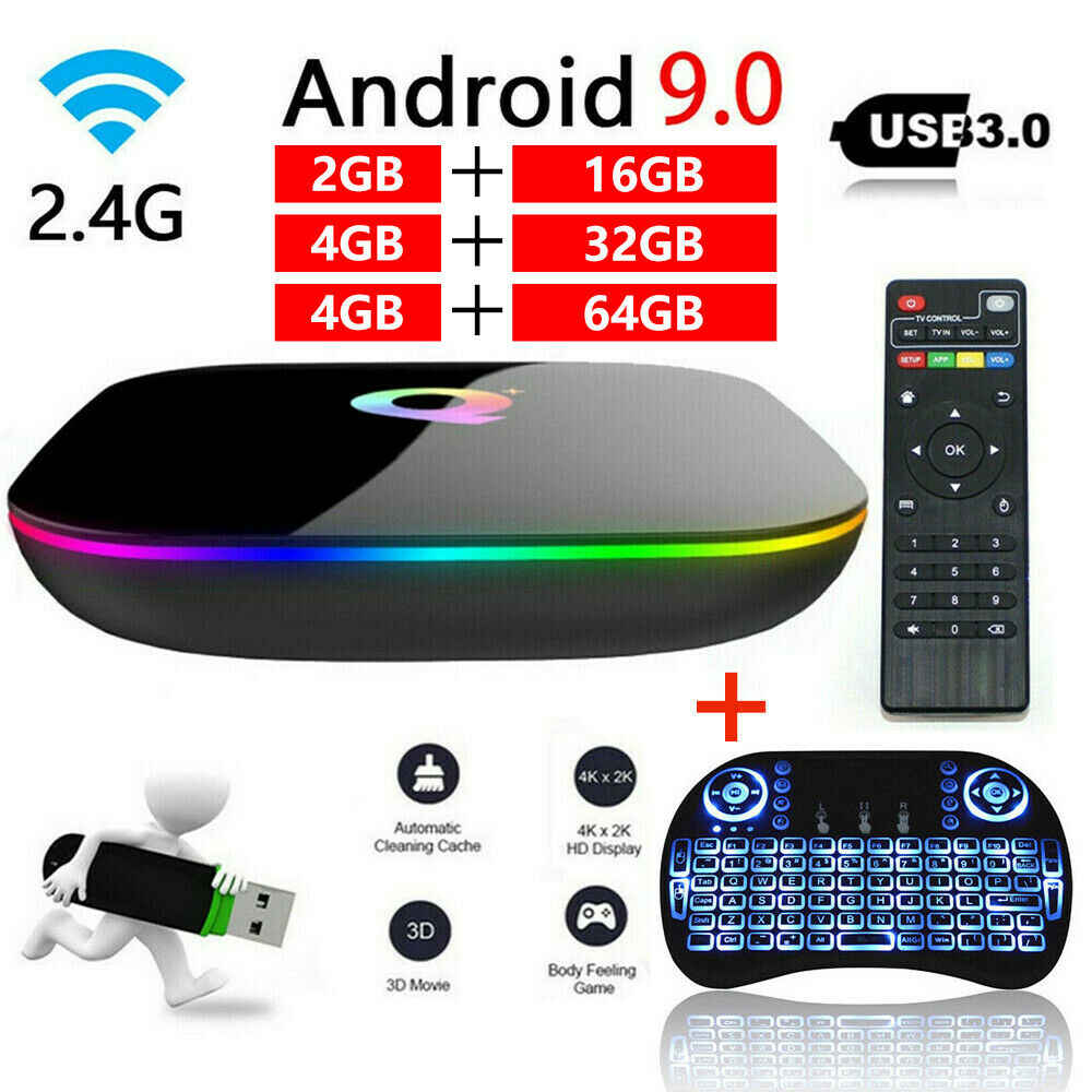 Photo 1 of Android 9.0 TV Box 4GB RAM 64GB ROM, Q Plus Android Box H6 Quad-core WiFi 2.4GHz Support 6K H.265 HD 2.0 Ethernet
