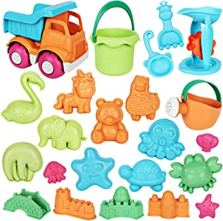 Photo 1 of Auney 23 PCS Beach Toys Sand Toys Set for Kids, Sand Wheel, Dump Truck, Bucket, Rakes, Watering Can, Animal and Castle Sand Molds