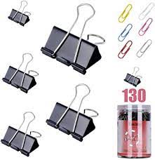 Photo 1 of PUNADA BINDER CLIPS ASSORTED SIZES 130 PCS PAPER CLAMPS