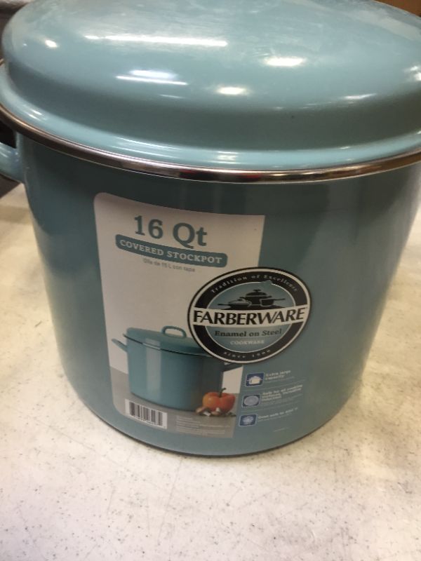 Photo 1 of Farberware 16qt Porcelain Enamel Covered Stock Pot Aqua