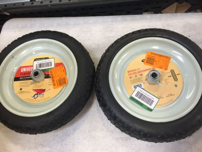 Photo 2 of 14.5 in. Flat Free Universal Wheelbarrow Wheel 2 PACK 