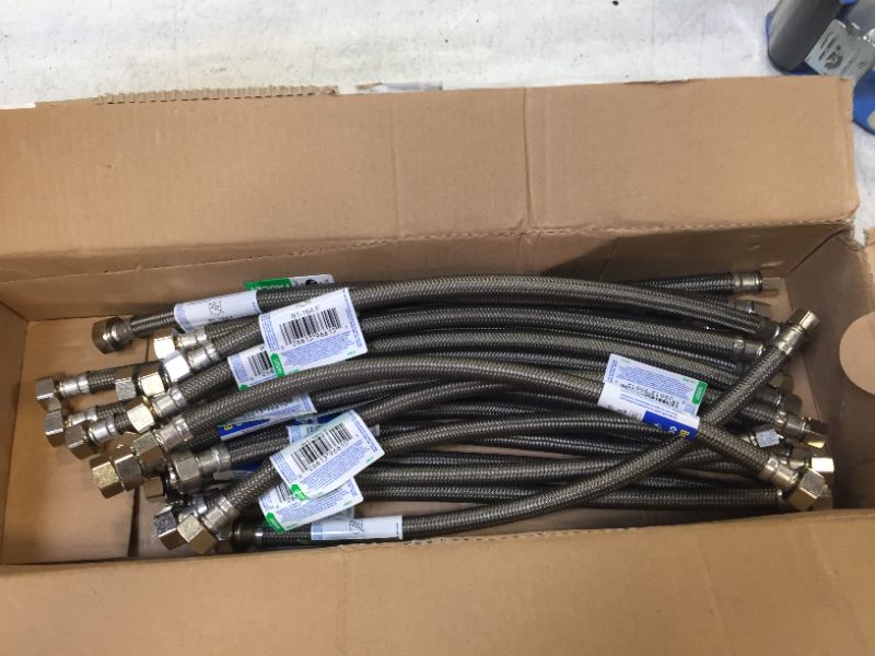 Photo 1 of 3/8 in. Compression x 1/2 in. FIP x 16 in. Braided Polymer Faucet Connector 20 COUNT 
