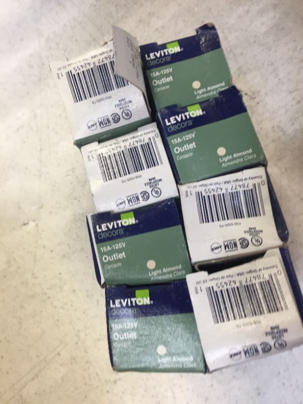 Photo 2 of Leviton Decora 15 amps 125 volt Duplex Light Almond Outlet 5-15R  8 PACK 