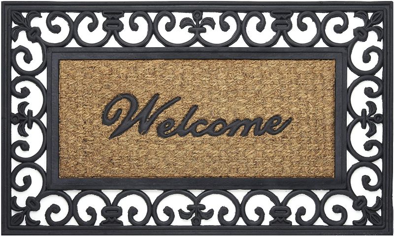 Photo 2 of Achim Home Furnishings Wrought Iron Rubber Door Mat, 18 by 30", Black/Brown
