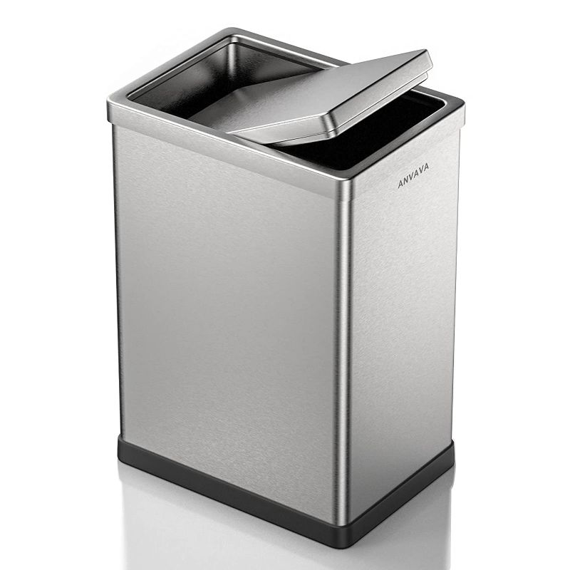 Photo 1 of ANVAVA Swing Top Trash Can, 10 Liter Stainless Steel Kitchen Trash Can with 360° Rotating and No Noise Swing Lid Garbage Can for Kitchen, Bathroom
