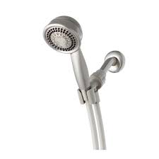 Photo 1 of 5-Spray 3.5 in. Single Wall Mount 1.8 GPM Handheld Adjustable Shower Head in Brushed Nickel
