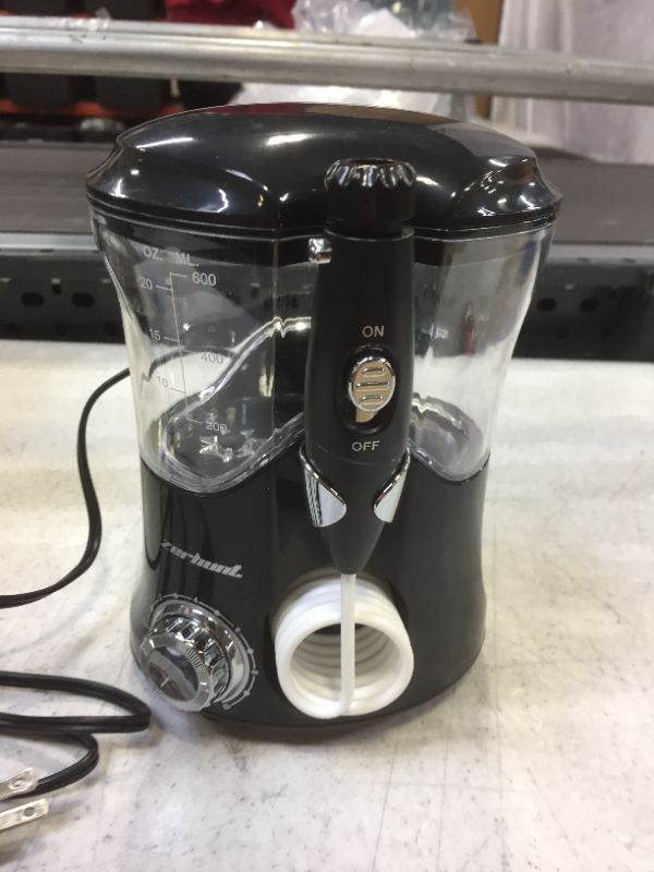 Photo 1 of Dental Water Flosser Teeth Cleaner - Zerhunt High Frequency Pulsed Water Flosser Electric Oral Irrigator with 7 Interchangeable Nozzles for Braces, Implants, Bridges, 600ML Large Capacity Black
