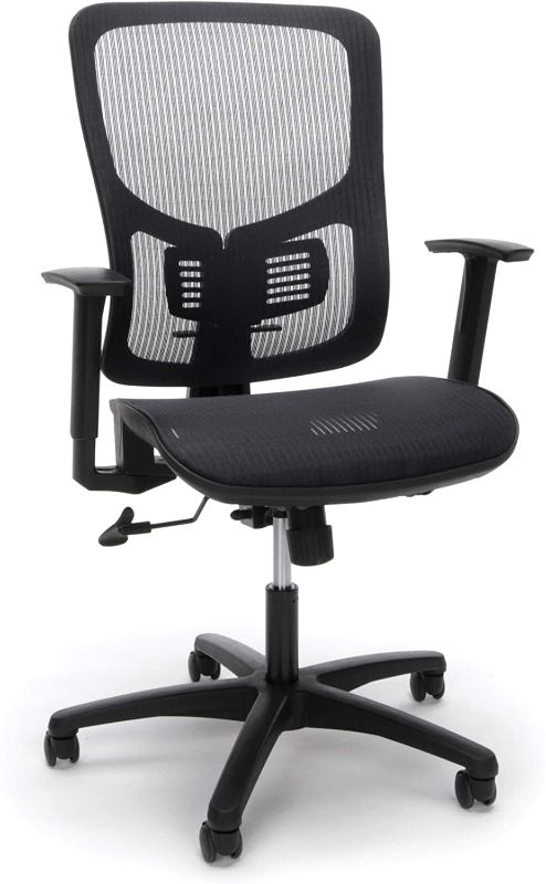 Photo 1 of OFM Essentials Collection Mesh Seat Ergonomic Office Chair with Lumbar Support, in Black -BLK)