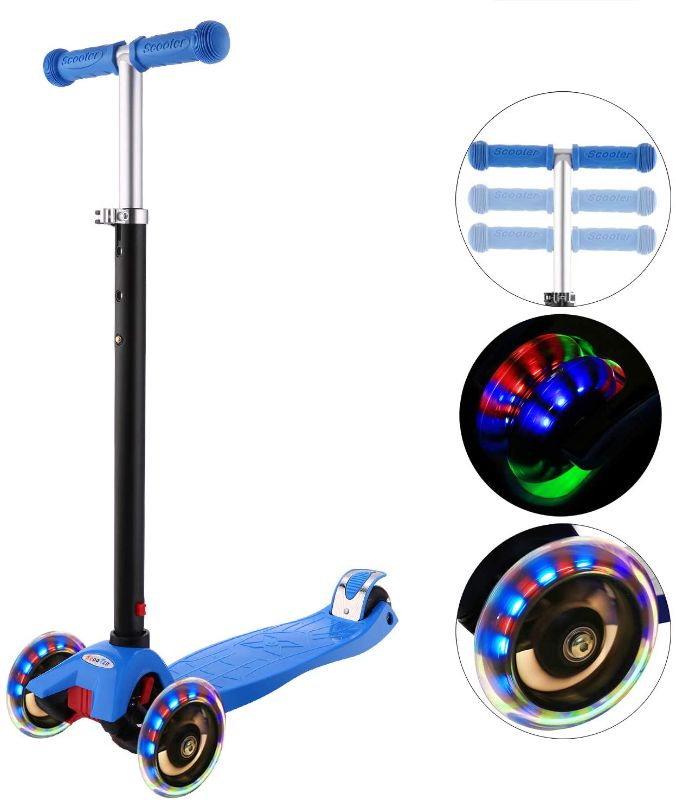 Photo 1 of Hikole Scooter for Kids with 3 LED Wheels – Adjustable Height, Lean to Steer Design, 3 Wheels Kick Scooter for Girls & Boys 3-12 Years Old
