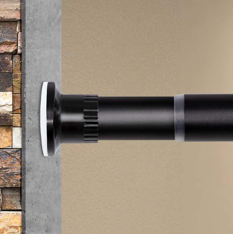 Photo 1 of CHROME Room Divider Tension Curtain Rod,Tension Shower Window Curtain Rod,No Drilling,Very Secure-122-150 Inch,Black (PICTURE IS FOR REFERENCE ONLY, NOT ACTUAL PRODUCT.)
