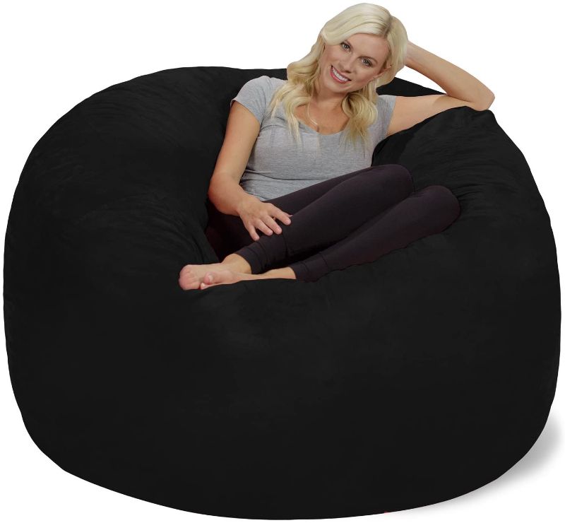 Photo 1 of Chill Sack Bean Bag Chair: Giant 5' Memory Foam Furniture Bean Bag - Big Sofa with Soft Micro Fiber Cover - Black