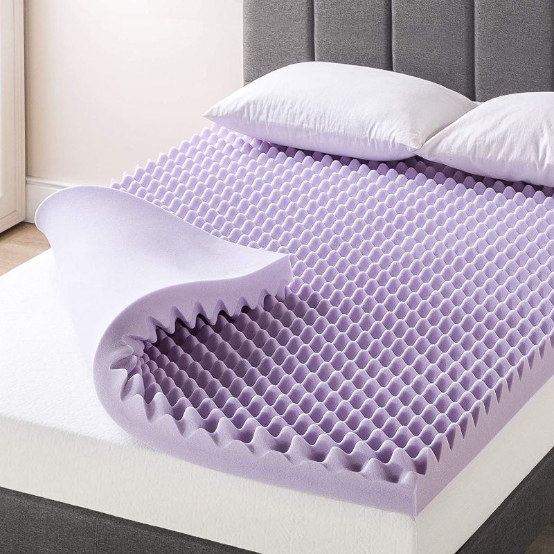 Photo 1 of Best Price Mattress 4 Inch Egg Crate Memory Foam Mattress Topper with Soothing Lavender Infusion, CertiPUR-US Certified, King (ECMF-LV4K)

