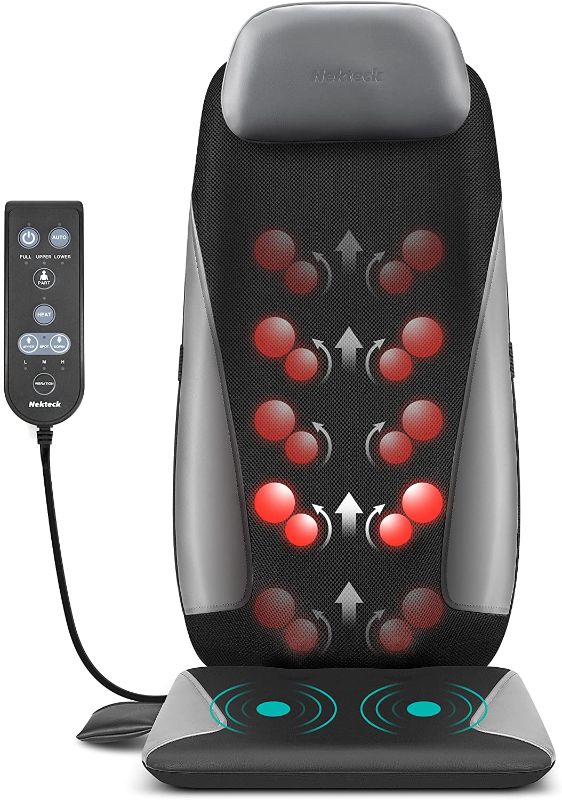 Photo 1 of Nekteck Shiatsu Neck & Back Massager with Heat, Deep Tissue Kneading Massage Chair Pad for Back, Waist, Thighs Pain Relief, Electric Massage Seat Cushion for Home & Office Use
