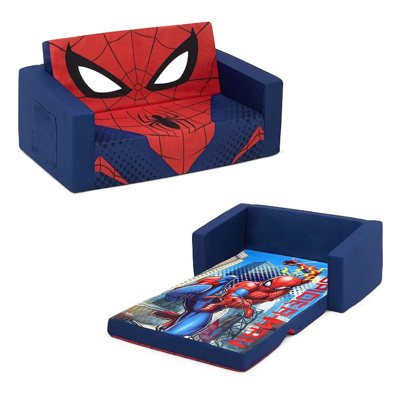 Photo 1 of Delta Children Cozee Flip-Out Sofa - 2-in-1 Convertible Sofa to Lounger for Kids, Spider-Man
