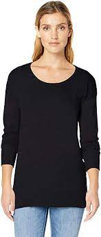 Photo 1 of Amazon Essentials Women's Lightweight Long-Sleeve Scoopneck Tunic Sweater color black size medium 
