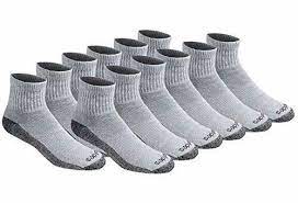 Photo 1 of Dickies Men's Dri-tech Moisture Control Quarter Socks Multipack Grey Size 6 pack size men 6-12 
