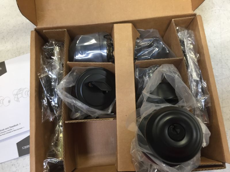 Photo 1 of Amazon Basics Exterior Door Knob With Lock and Deadbolt, Classic, Matte Black
