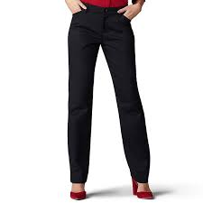 Photo 1 of Lee Women's Wrinkle Free Relaxed Fit Straight Leg Pant color black size 12 short 
