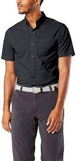 Photo 1 of Dockers Men's Short-Sleeve Button-Down Comfort Flex Shirt-Plaid color black size extra extra large 