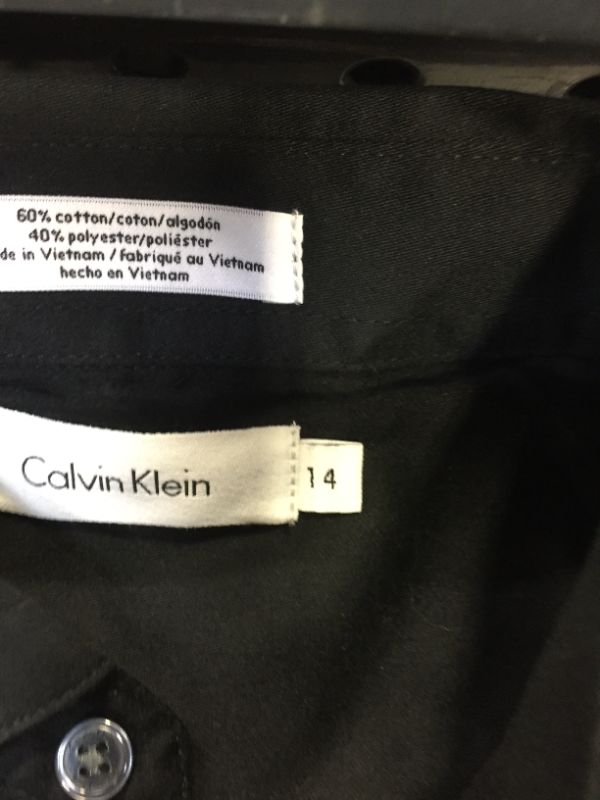 Photo 3 of Calvin Klein Boys Sateen Shirt (Big Kids) color black size 14 
