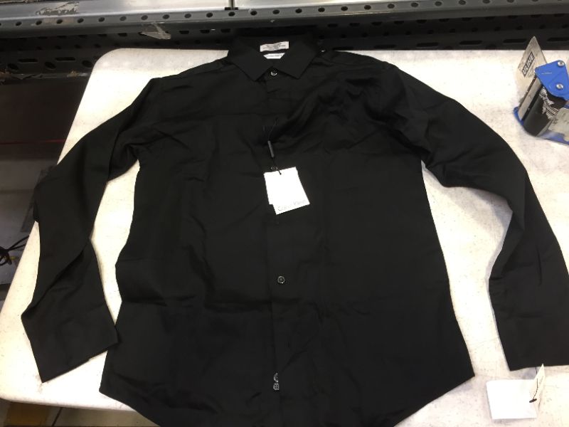 Photo 2 of Calvin Klein Boys Sateen Shirt (Big Kids) color black size 14 
