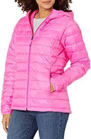 Photo 1 of Amazon Essentials Women's Lightweight Water-Resistant Packable Puffer Coat color pink size medium 