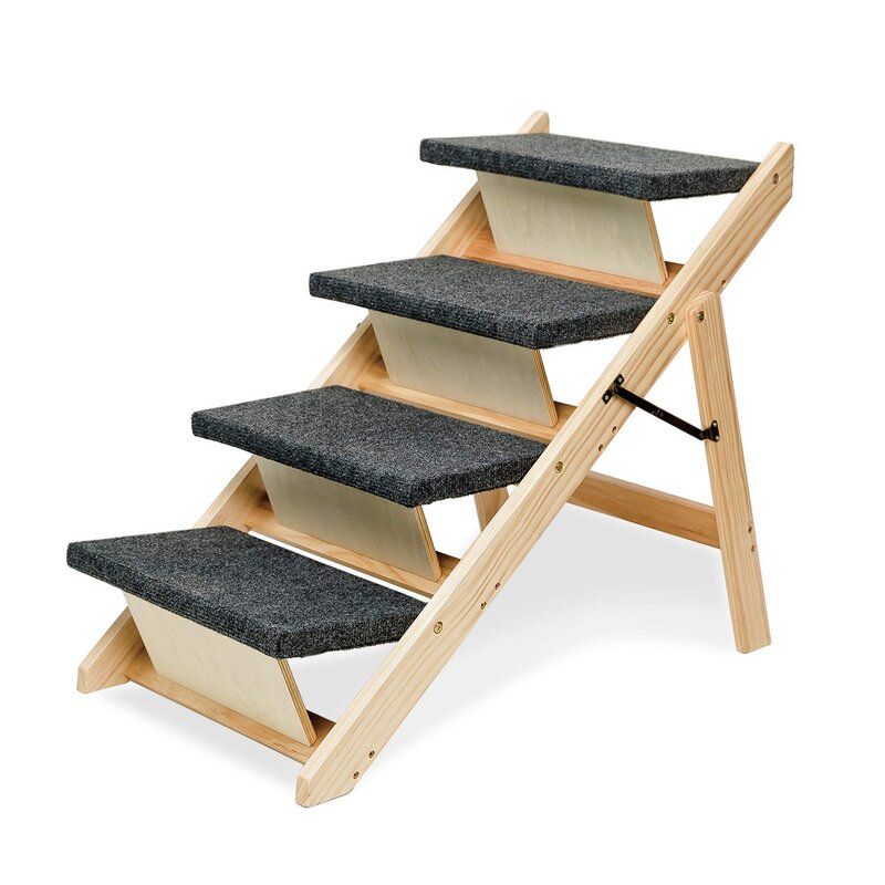 Photo 1 of Wood Pet Stairs/Pet Steps - 2-In-1 Foldable Dog Stairs & Ramp Perfect For Beds And Cars - Portable Dog/Cat Ladder Up To 110 Pounds
