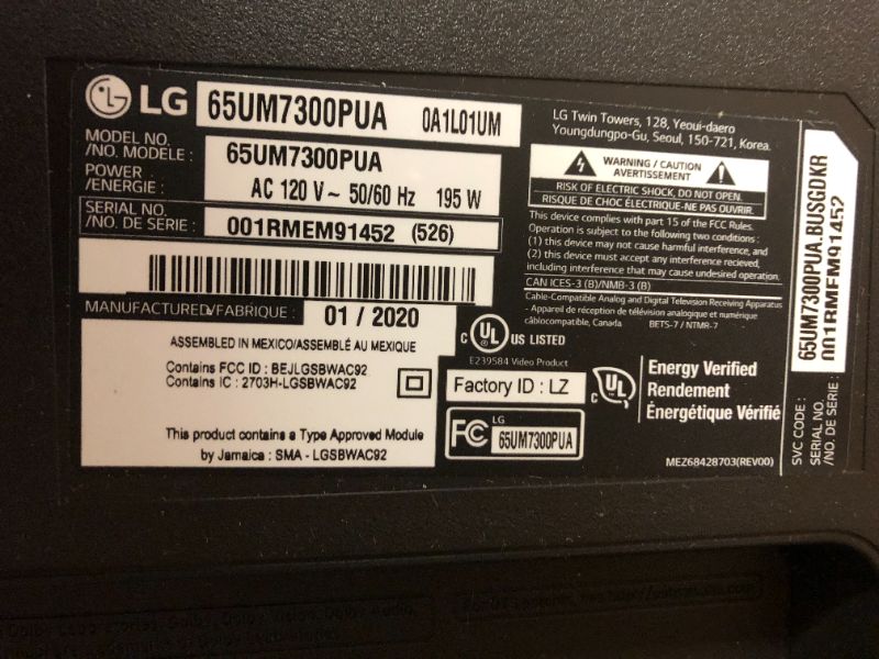 Photo 6 of LG 65 inch Class 4K Smart UHD TV w/AI ThinQ® (64.5'' Diag)
