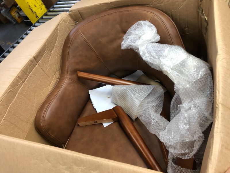 Photo 2 of Amazon Brand – Rivet Mid-Century Bonded Leather Swivel Chair