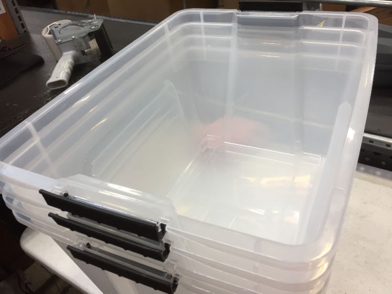 Photo 2 of 4 Clear Plastic Storage Bin only--Tote Organizing Container--missing lids
