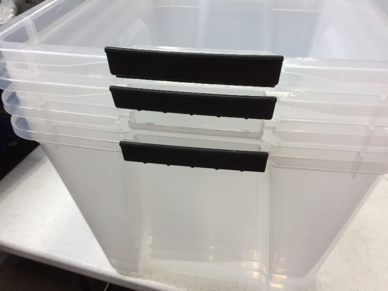 Photo 1 of 4 Clear Plastic Storage Bin only--Tote Organizing Container--missing lids
