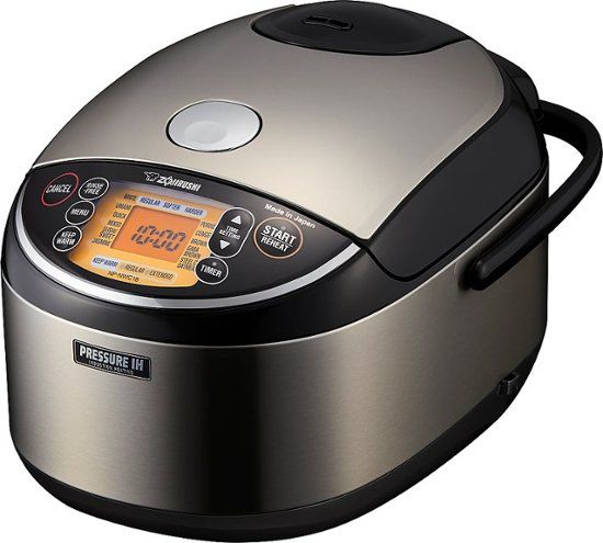 Photo 1 of Zojirushi - 10 Cup Pressure Induction Heating Rice Cooker - Stainless Steel Black
