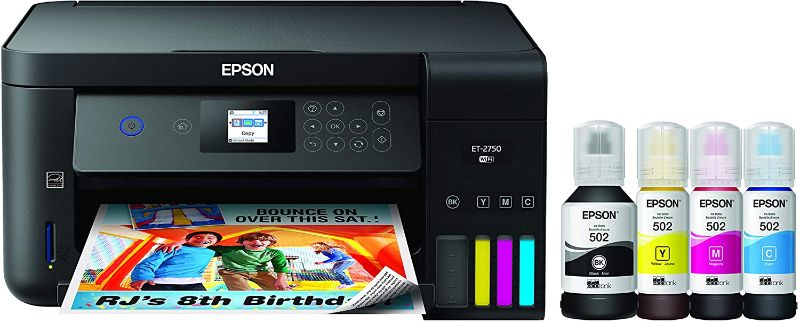 Photo 1 of PARTS ONLY, NON FUNCTIONAL Epson EcoTank ET-2750 Wireless Color All-in-One Cartridge-Free Supertank Printer with Scanner, Copier and Ethernet, Regular
